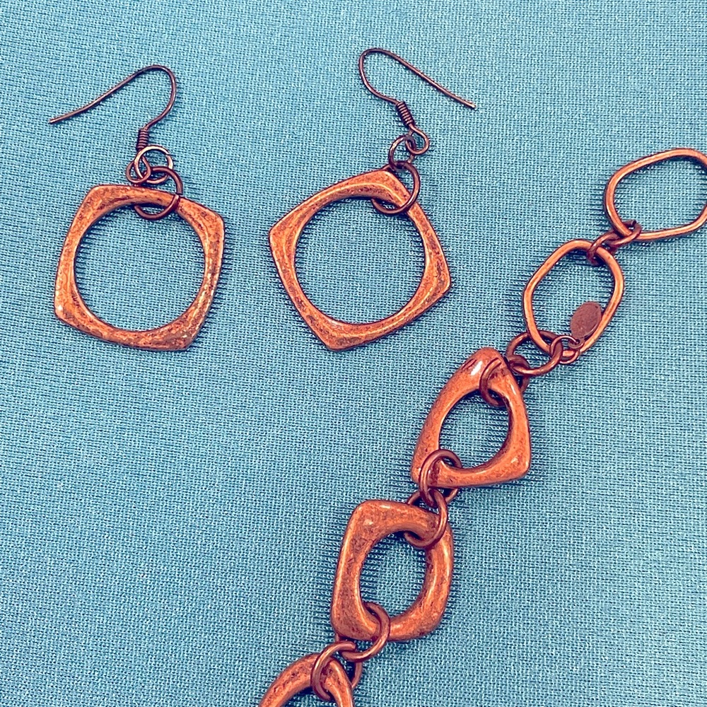 Premier Designs Copper Bracelet and Earrings set